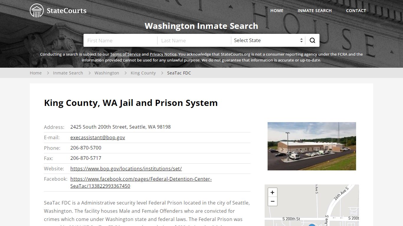 SeaTac FDC Inmate Records Search, Washington - StateCourts